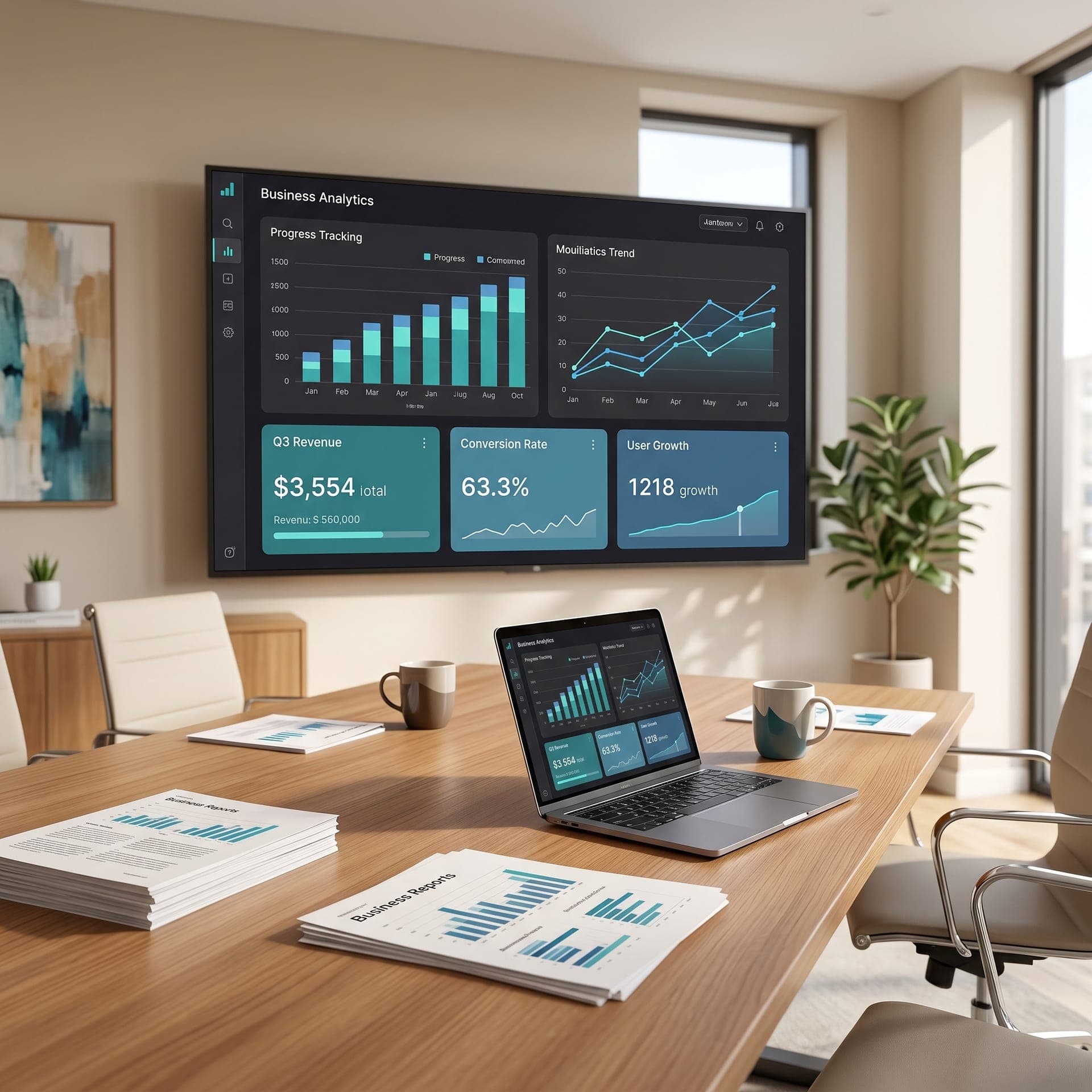 Dashboard de marketing digital con métricas de Google Ads, Meta Ads, leads, inversión y conversiones.